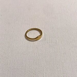 Stainless Steel Gold Tone Non Tarnish Signet Dainty Band Ring Size 7